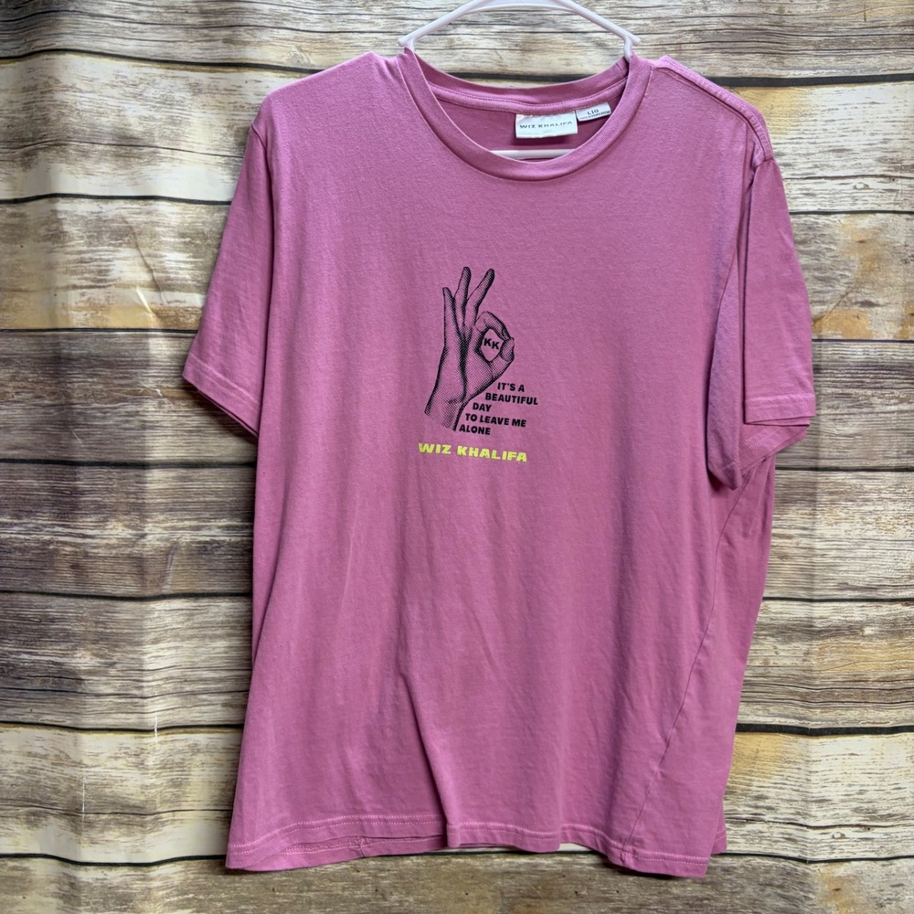 Wiz Khalifa Mens Graphic T-Shirt Pink It's A Beautiful Day To Leave Me Alone L